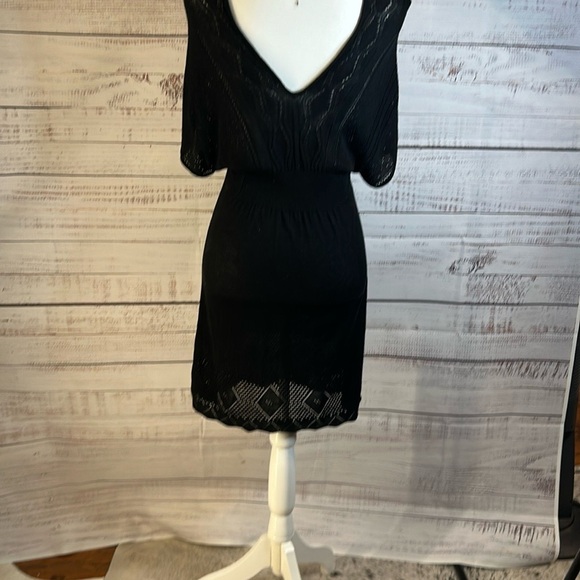 American Rag Black Crochet Knit Boho Dress | V-Neck, Stretch Eyelet Hem Size XS - Picture 9 of 9